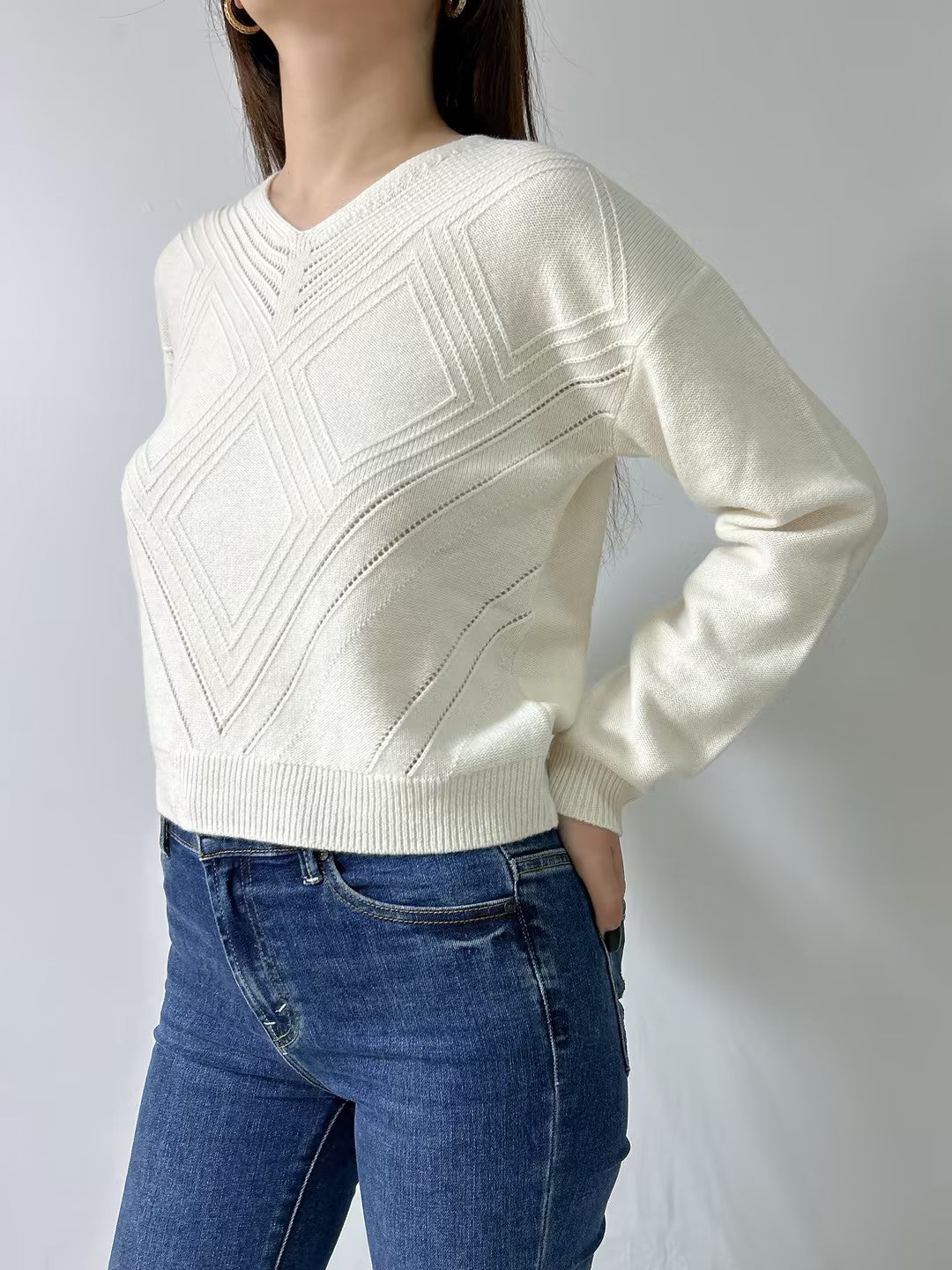 White Merino Wool Sugar Sweater