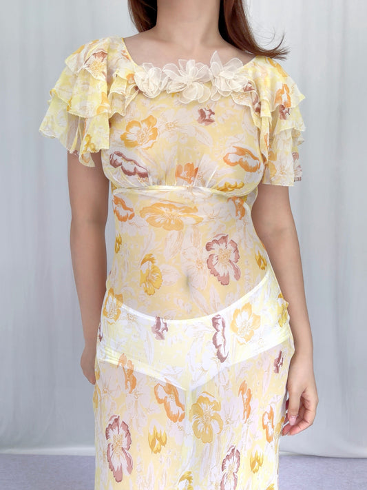 Nevara Dress - Citron Anemone Bloom