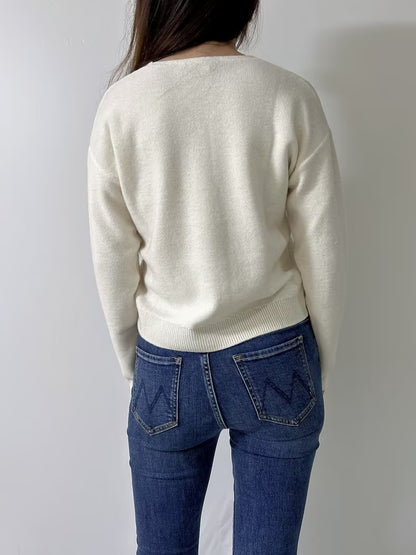 White Merino Wool Sugar Sweater