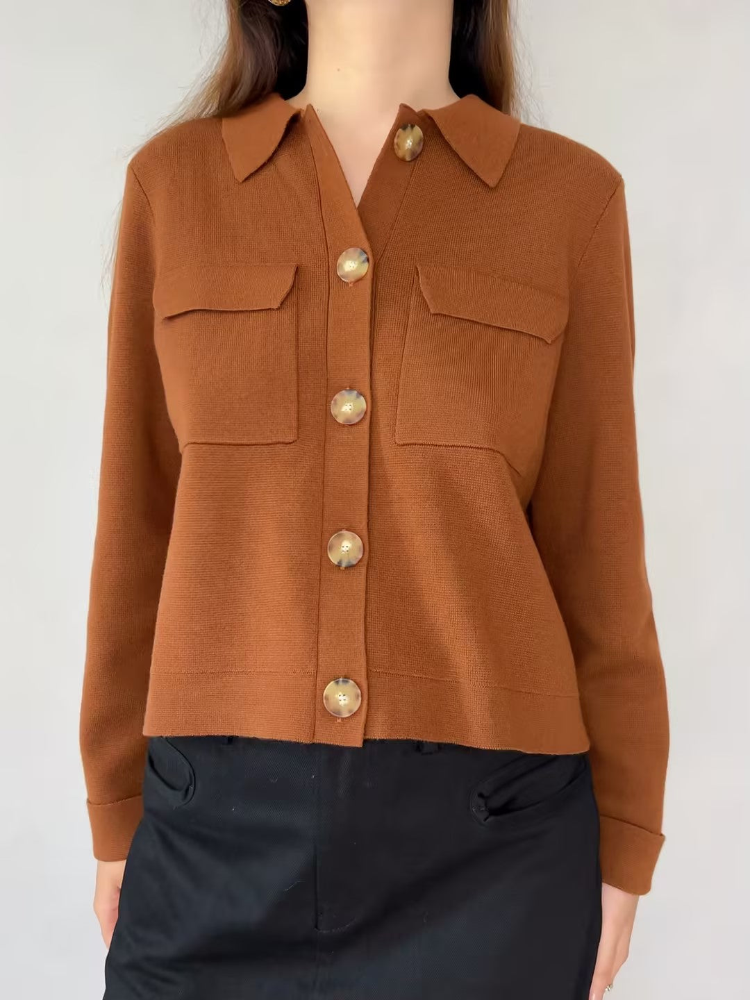 Betty Merino Wool Cardigan in Hazelnut