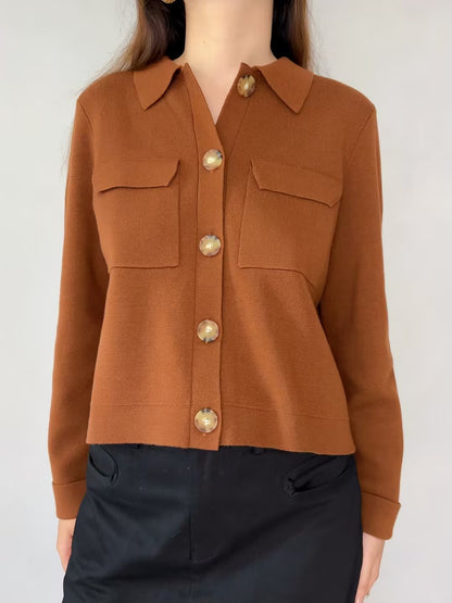 Betty Merino Wool Cardigan in Hazelnut