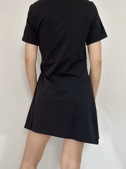 Pippa Short Cotton Dress in Black