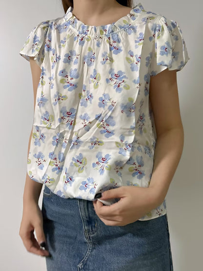 Yvie Top in Bleu Frolicking Floral