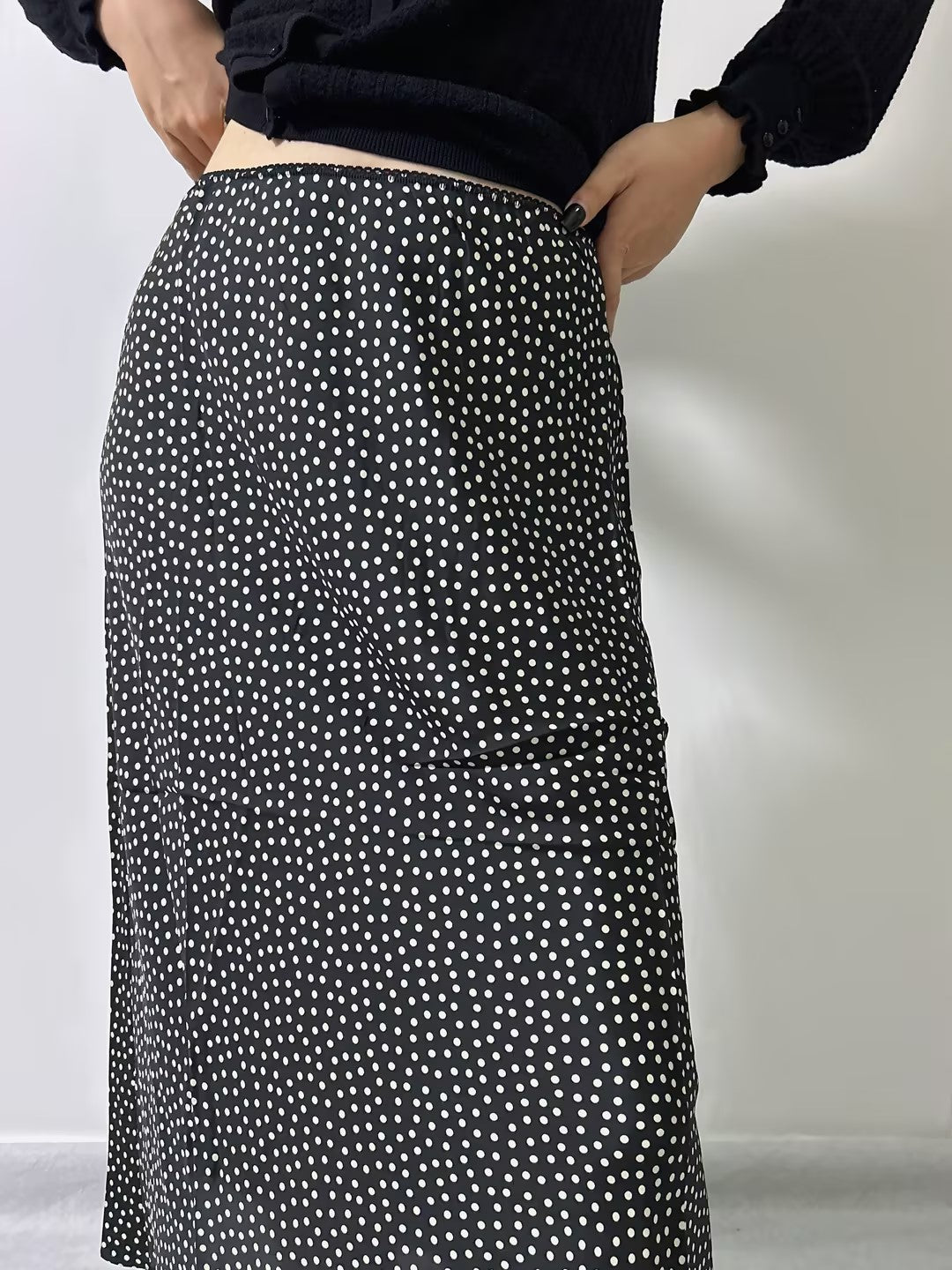 Elowena Silk Long Skirt in Camille Dot