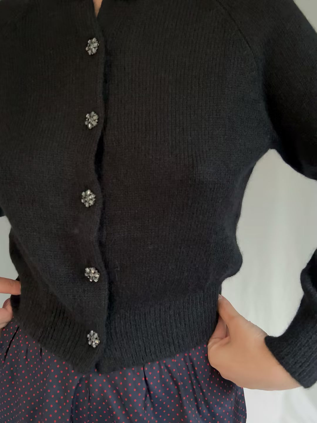 Petra Crystal Cardigan - Black