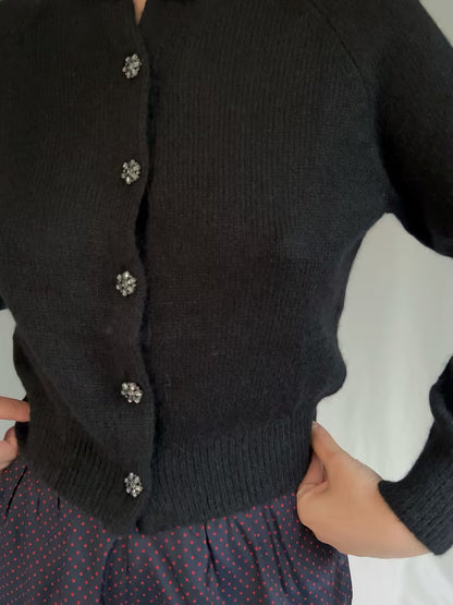 Petra Crystal Cardigan - Black