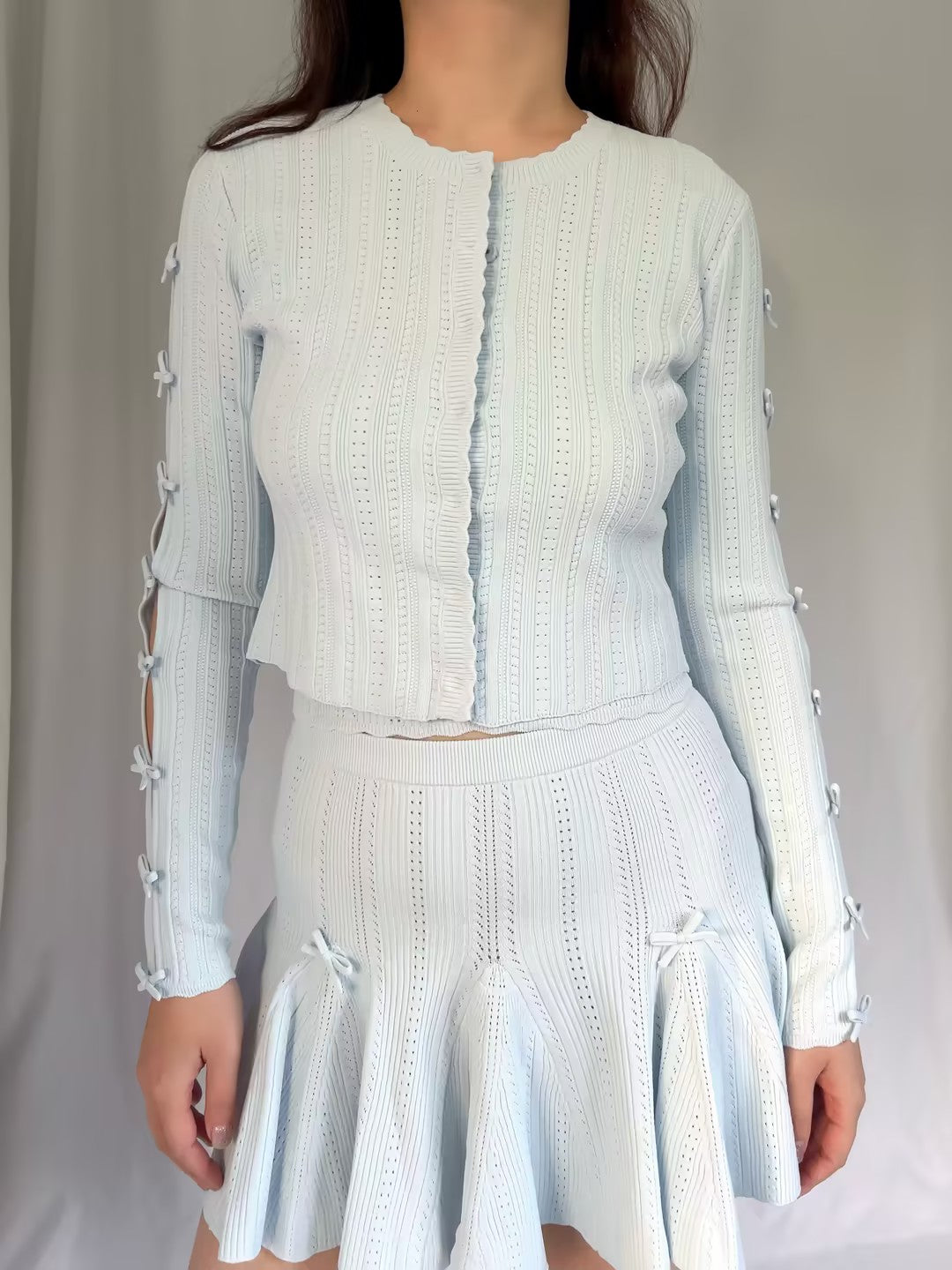 LSF Zoriah Pointelle Cardigan - Icicle Blue