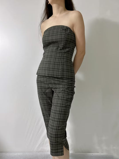 Ensemble : Chemise satinée à strass, Pantalon