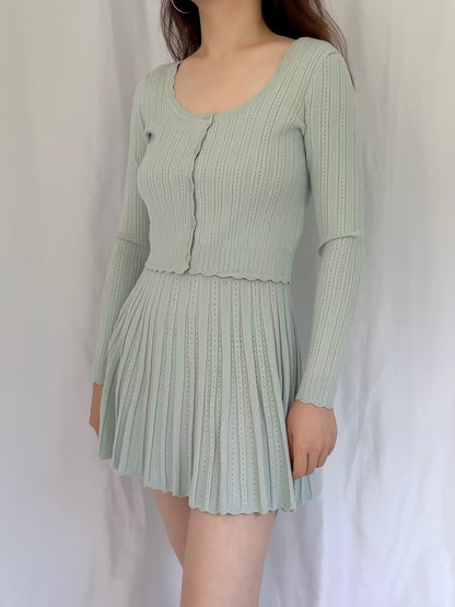 LSF Martti Stretch Pointelle Cardigan - Eau De Nil