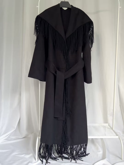 BMB Maysha Fringe Coat - Black in EU36