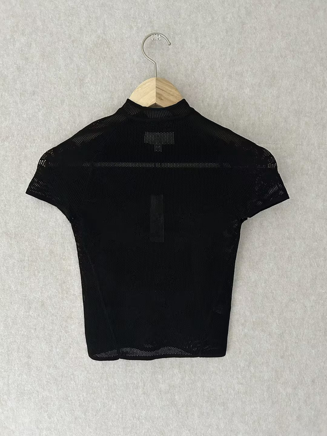 FdM Lace Pointelle Tee - Black in XS