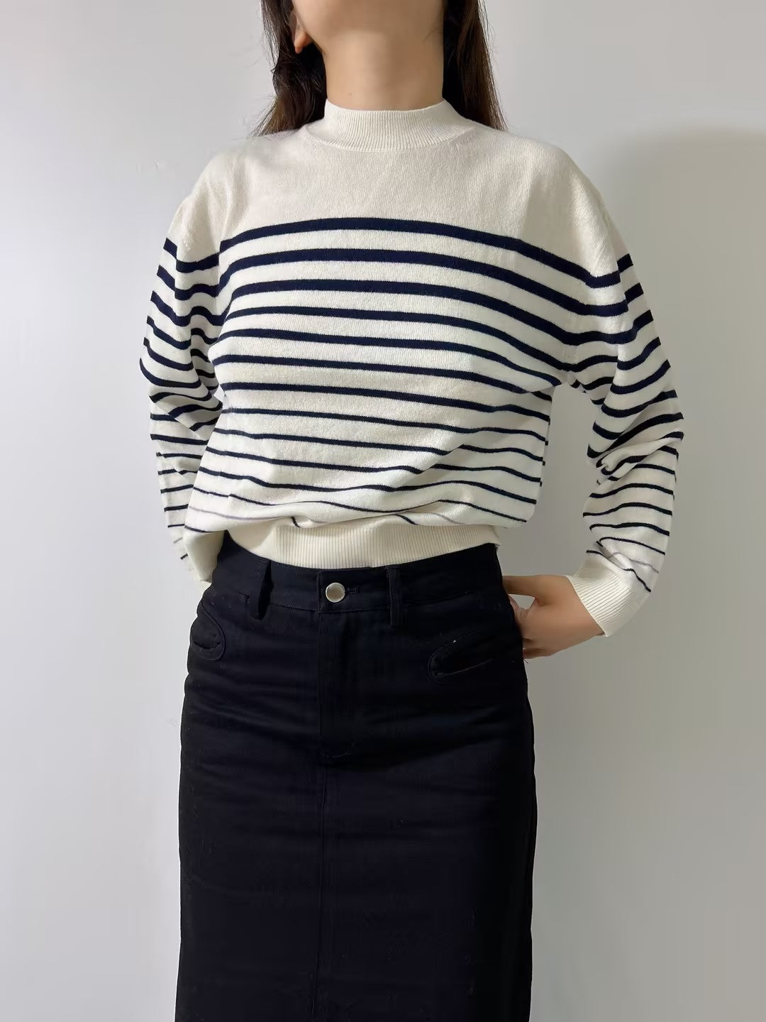 Wool Crewneck Sweater With Stripe Motif FW24