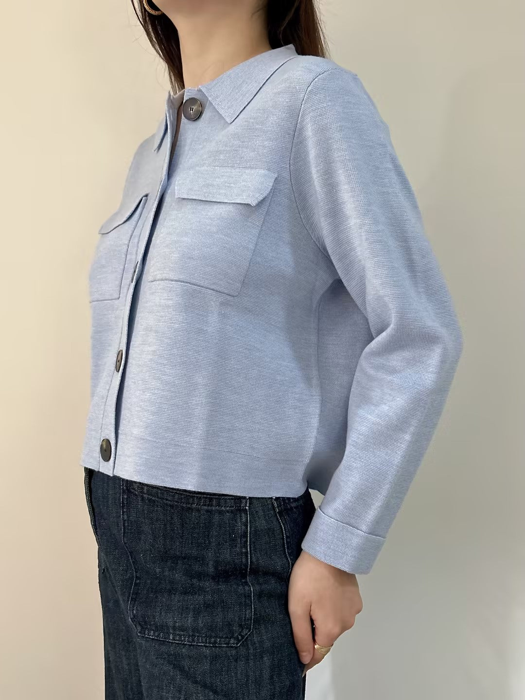 Betty Merino Wool Cardigan -  Washed Blue