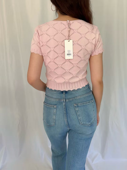 LSF Lilifred Knit Heart Argyle Top - Velour Pink