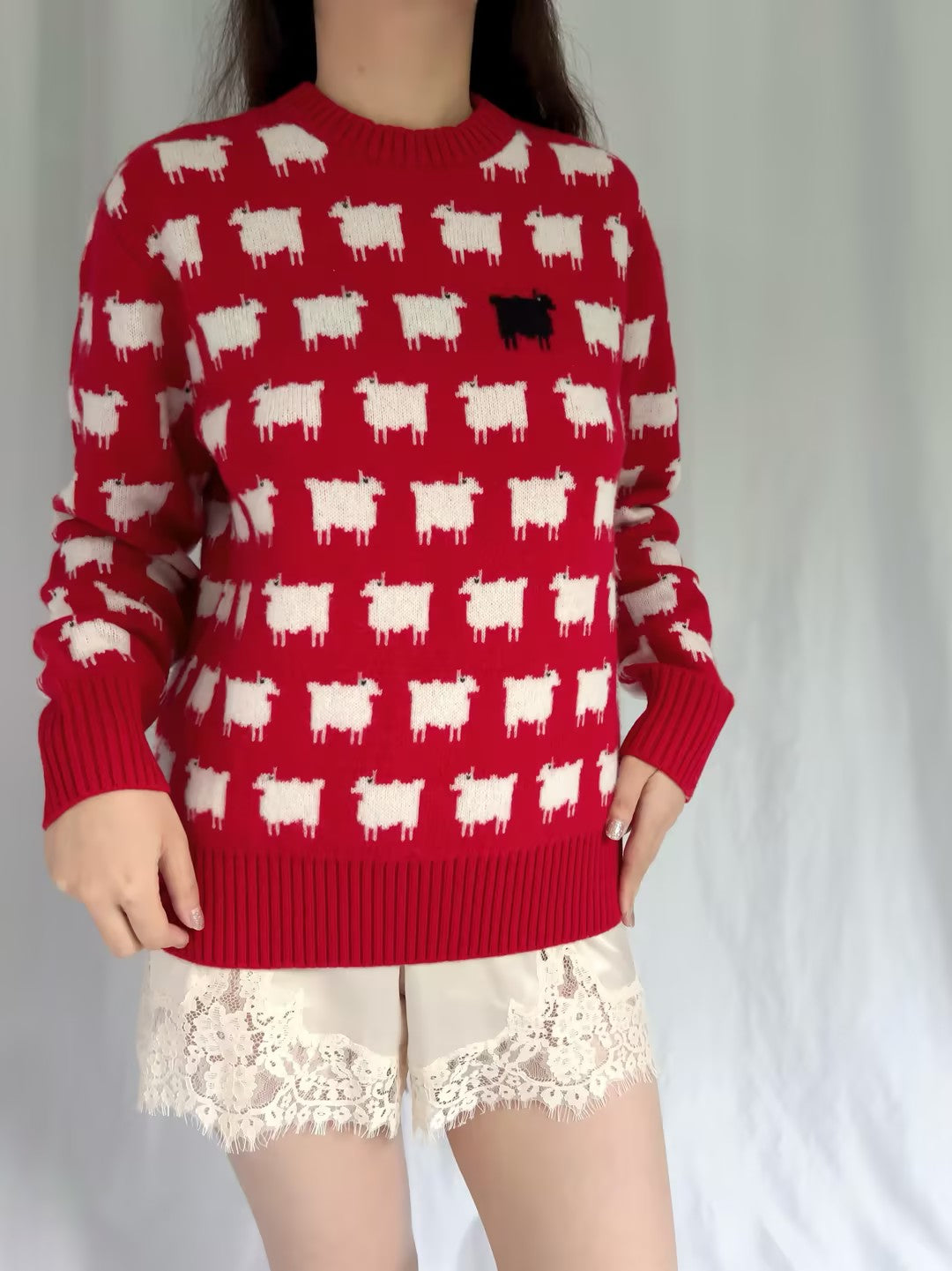 WW Women's Wool Sheep Sweater - Red (contact for other sizes)