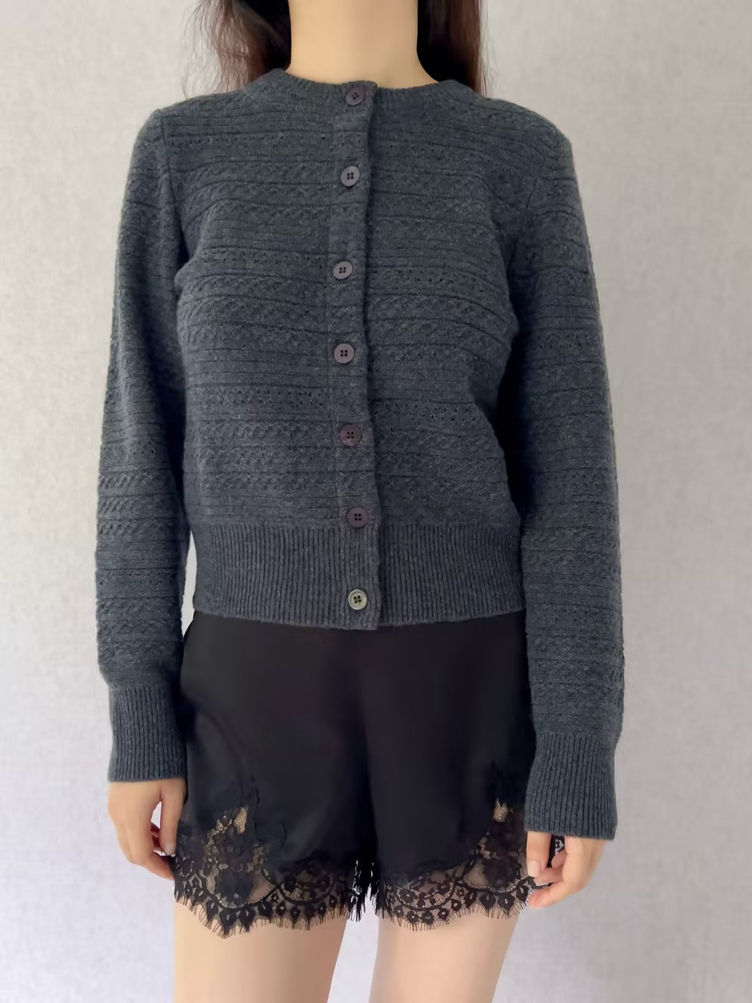 ab Mottled Grey Wool Cardigan