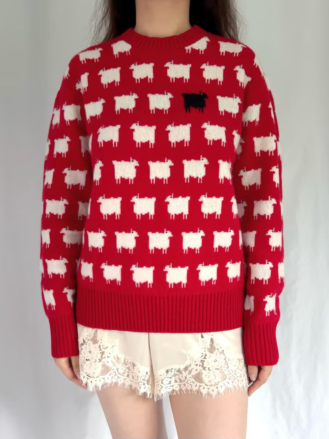 WW Women's Wool Sheep Sweater - Red (contact for other sizes)