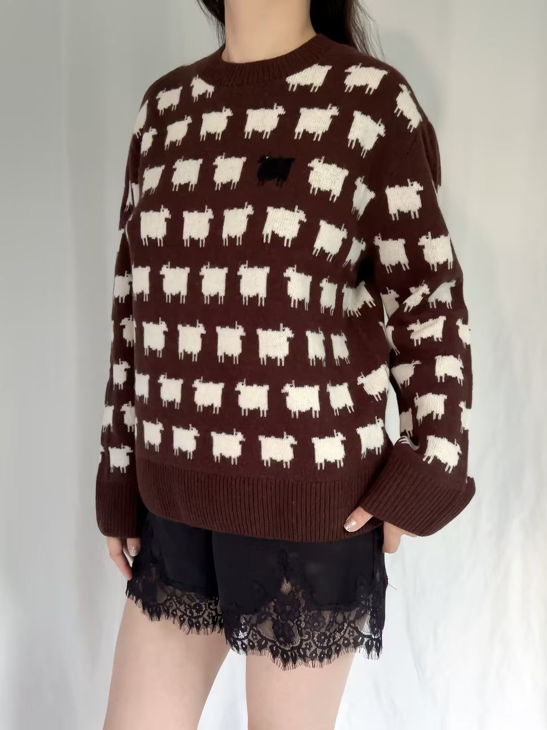 WW Women's Wool Sheep Sweater - Brown (contact for other sizes)