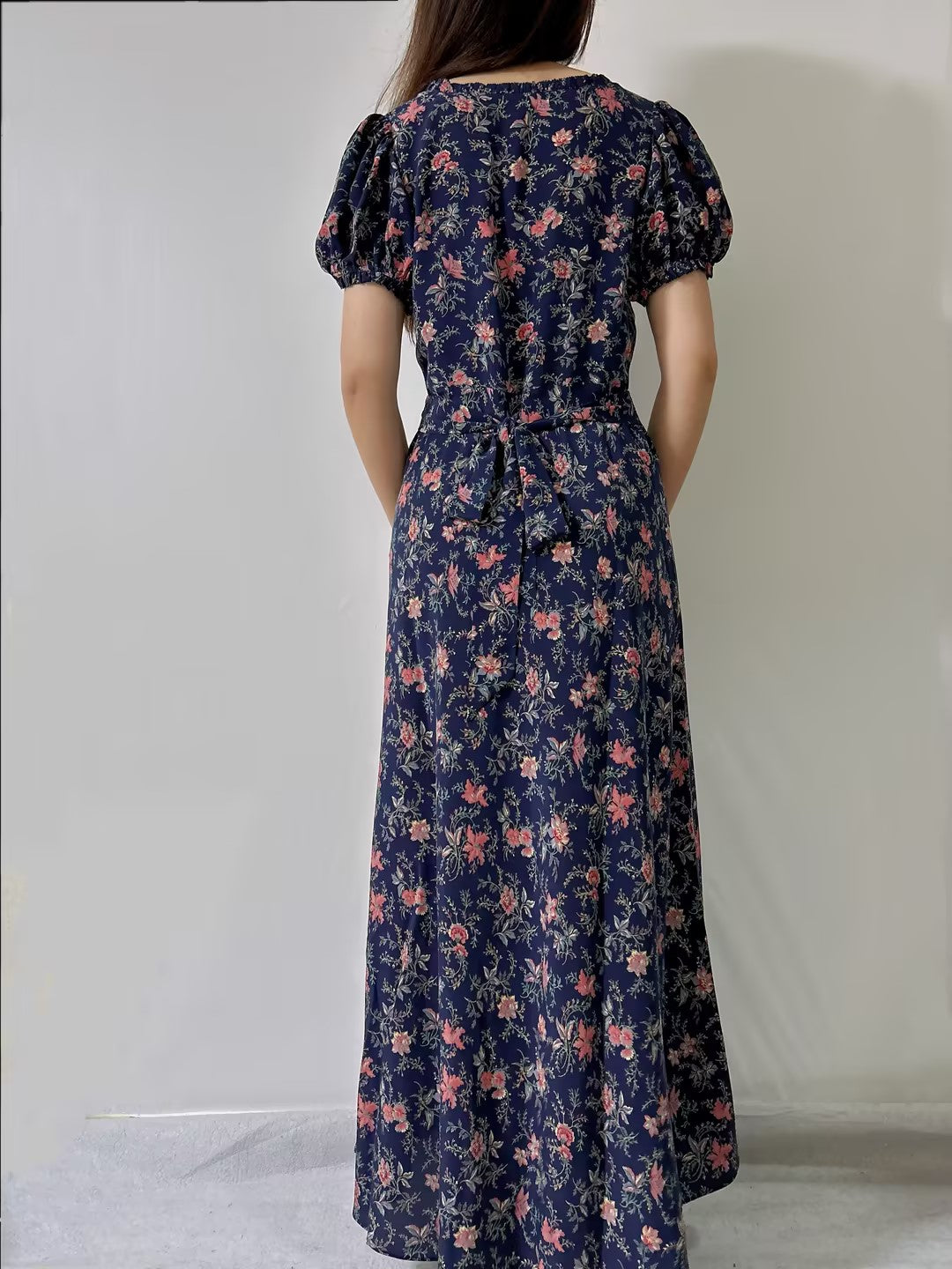 Giselle Silk Long Dress in Winding Vine Floral in XS/S