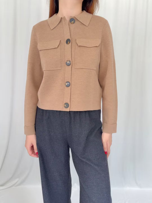 Betty Cardigan - Mottled Camel