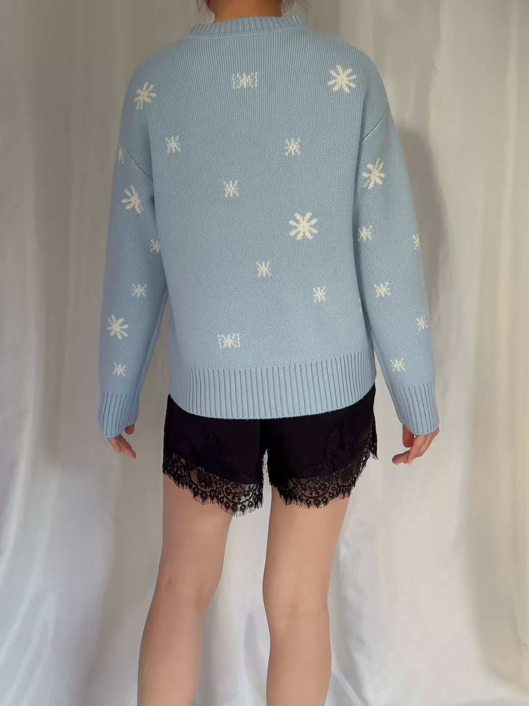 LSF Francie Wool Jacquard Pullover - Snowflake Blue