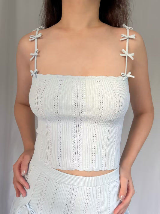 LSF Garrett Pointelle Top - Icicle Blue