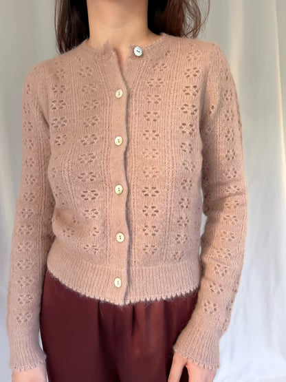 Emery Pointelle Cardigan - Clay