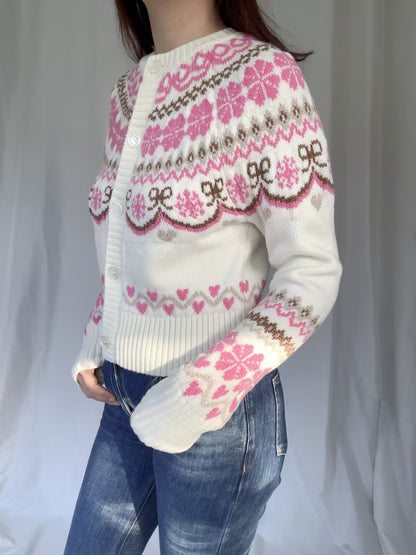LSF Shantae Wool Fair Isle Cardigan - Pink Champagne