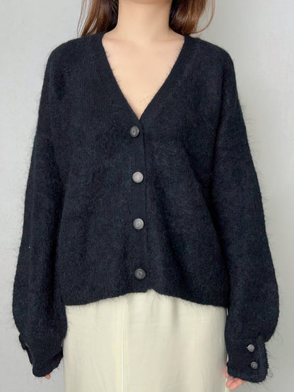 Cardigan Mia en mohair noir