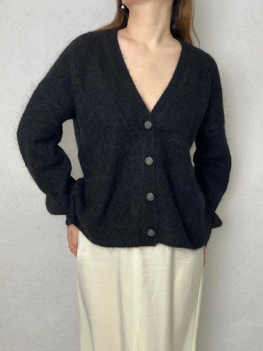 Cardigan Mia en mohair noir