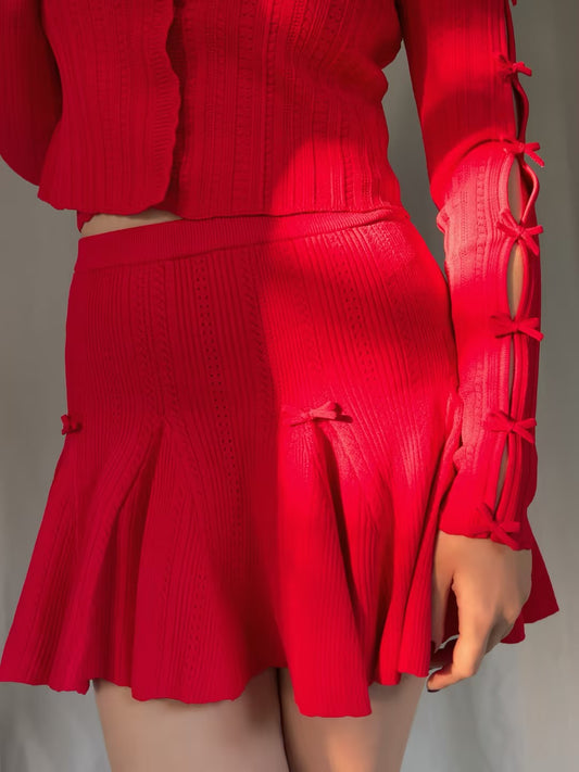 LSF Meryl Pointelle Mini Skirt - Candy Apple