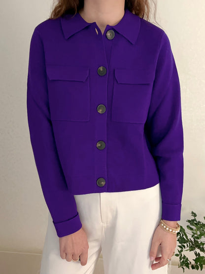 Betty Merino Wool Cardigan in Ultra Violet