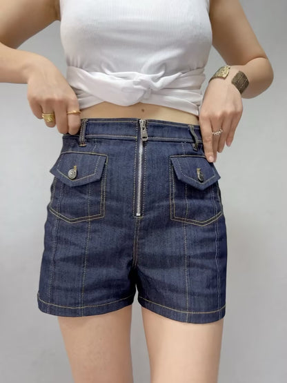 Short zippé en jean Etta