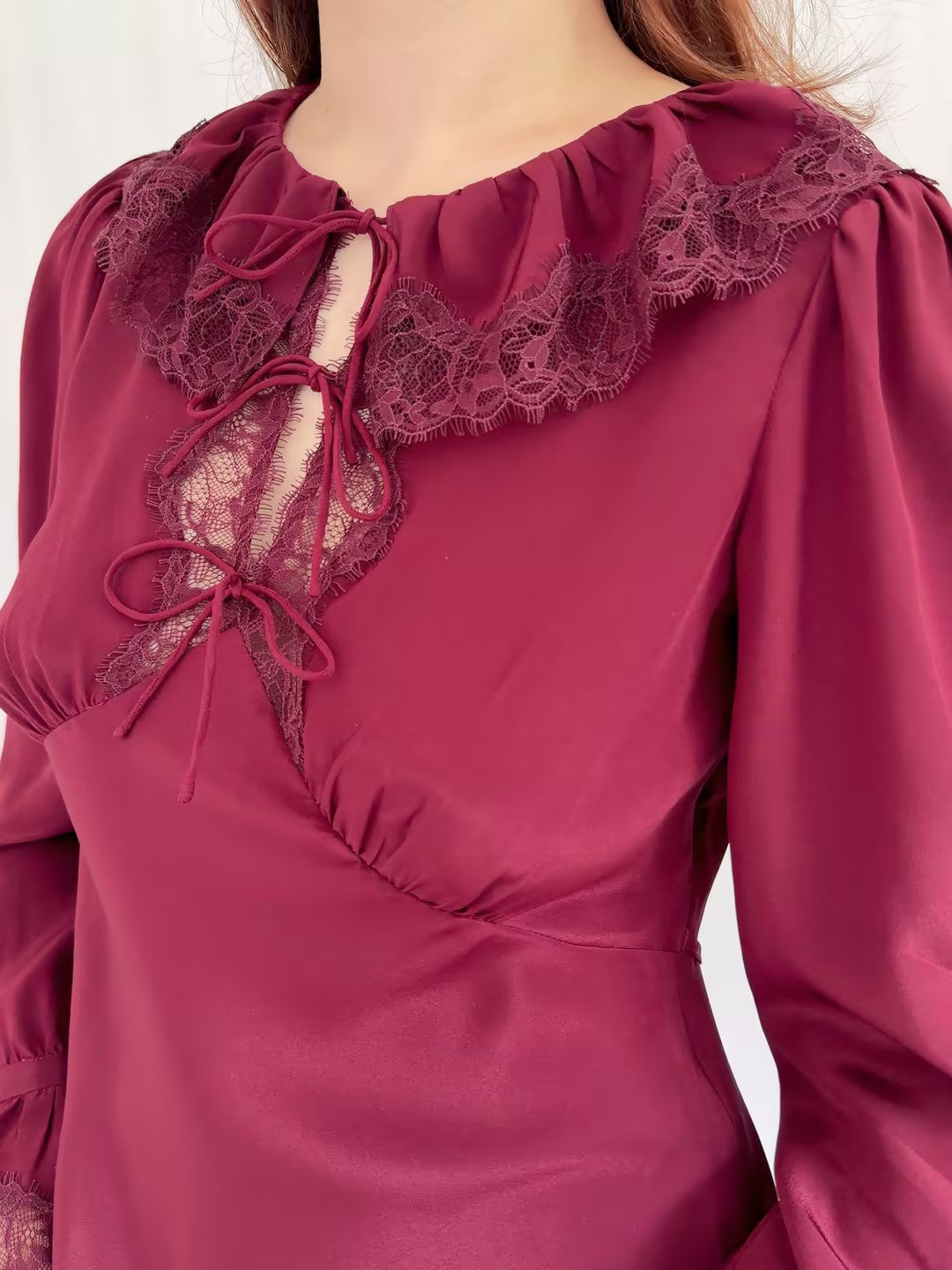 Aimme Silk Blouse - Maroon in S