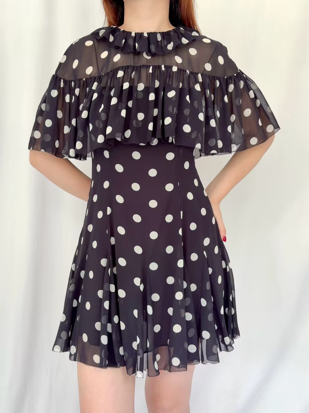Kaylin Dress - Noir Solstice Sky Dot in S