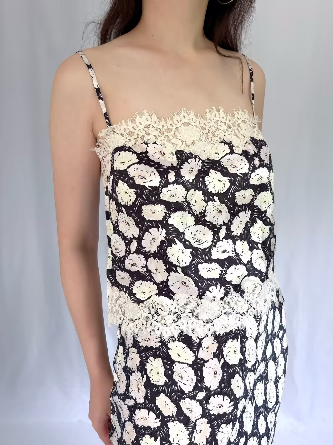 Loure Top - Noir Fleurs Danemone