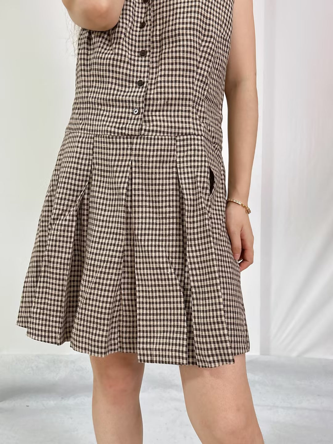 Arella Linen Mini Dress in Tartine Check