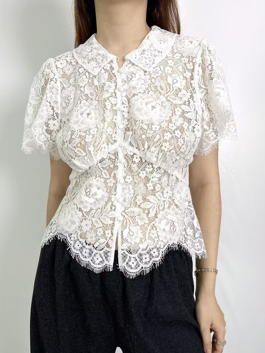 Fleurance Lace Top in Salt