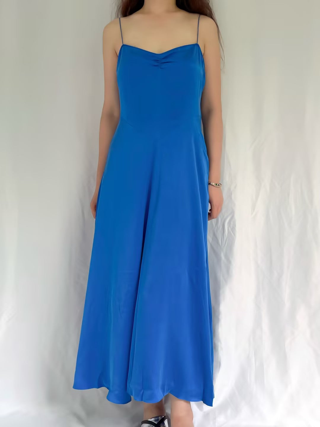 Lorraine Silk Dress - Blue Tourmaline in M