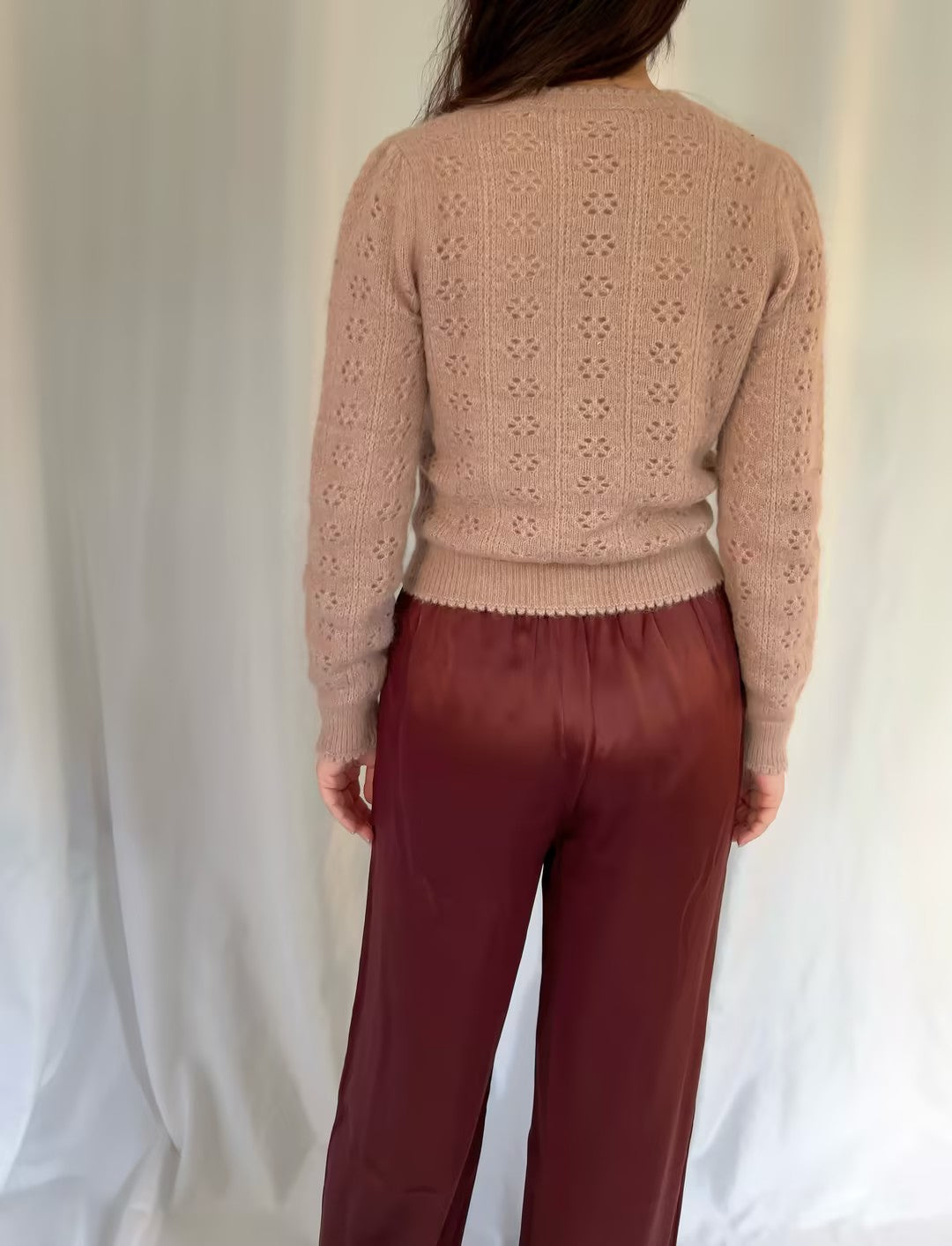 Emery Pointelle Cardigan - Clay