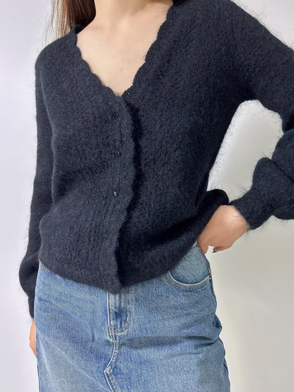 Angelie Mohair Cardigan - Black in S/L