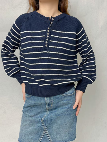 SEZ Leontine  Navy Striped Cotton Jumper