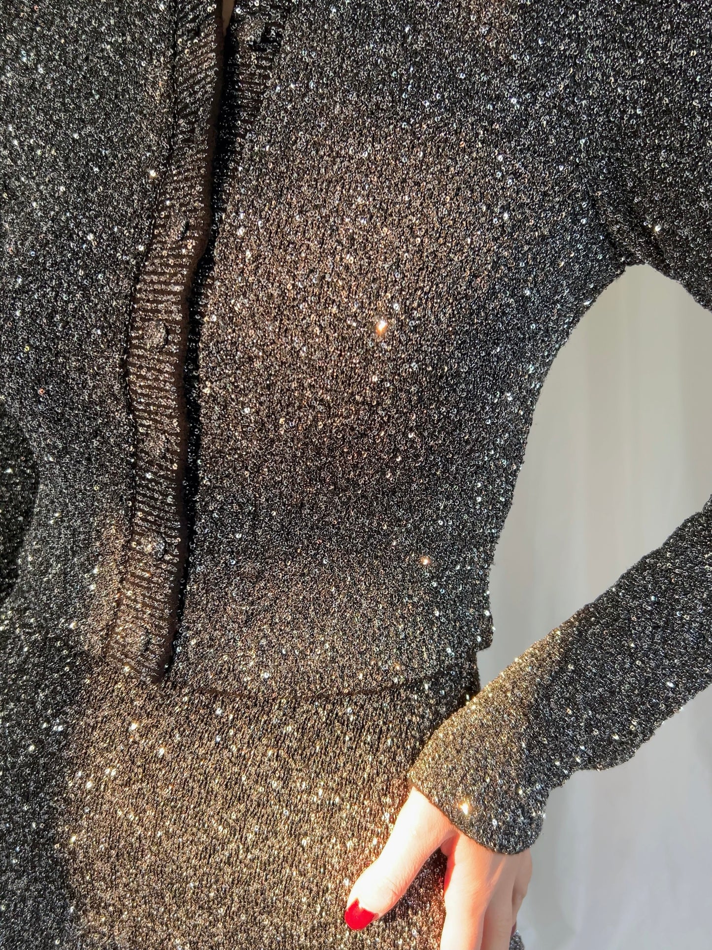 LSF Ferra Sequin Stretch Cardigan - Black