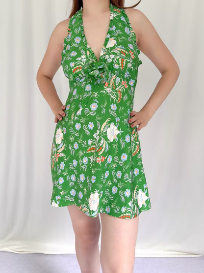 Mararin Mini Dress - Emerald Hollyhock Hills