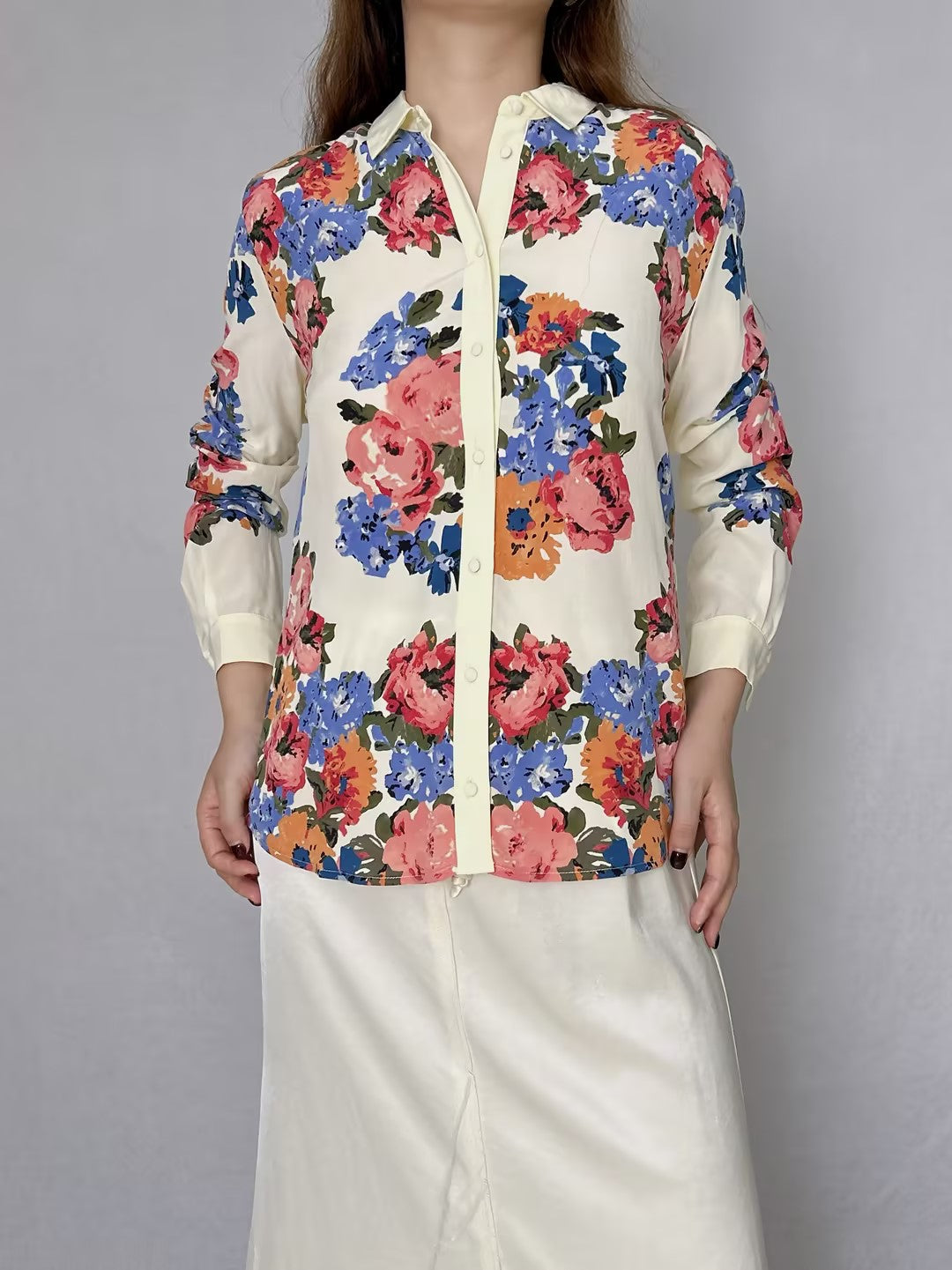 Anouk Floral Silk Blouse [size 38 sample sale]