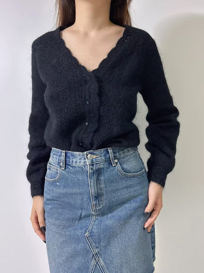 Angelie Mohair Cardigan - Black in S/L