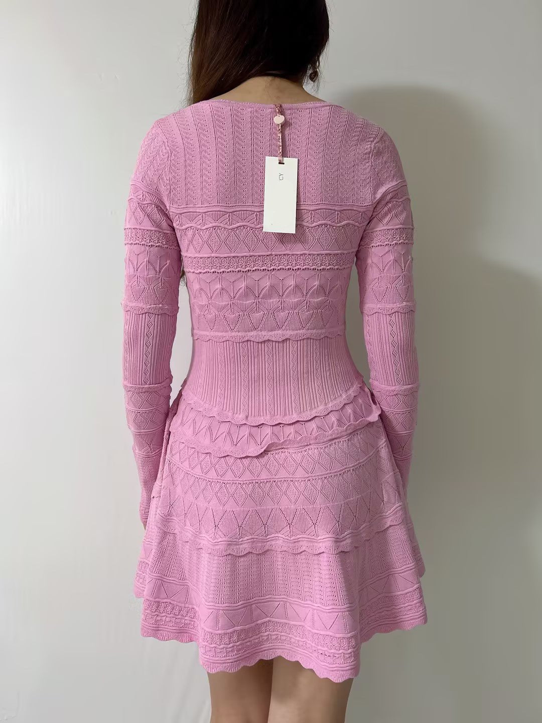 LSF Lavender Pointelle Knit Mini Dress in Rose Clay