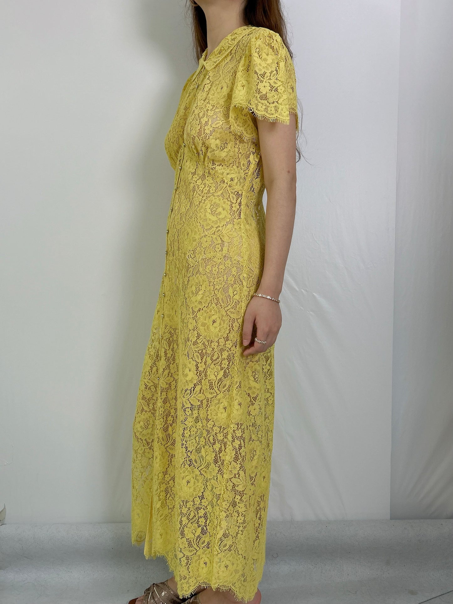 Sohana Lace Midi Dress in Daffodil Yellow