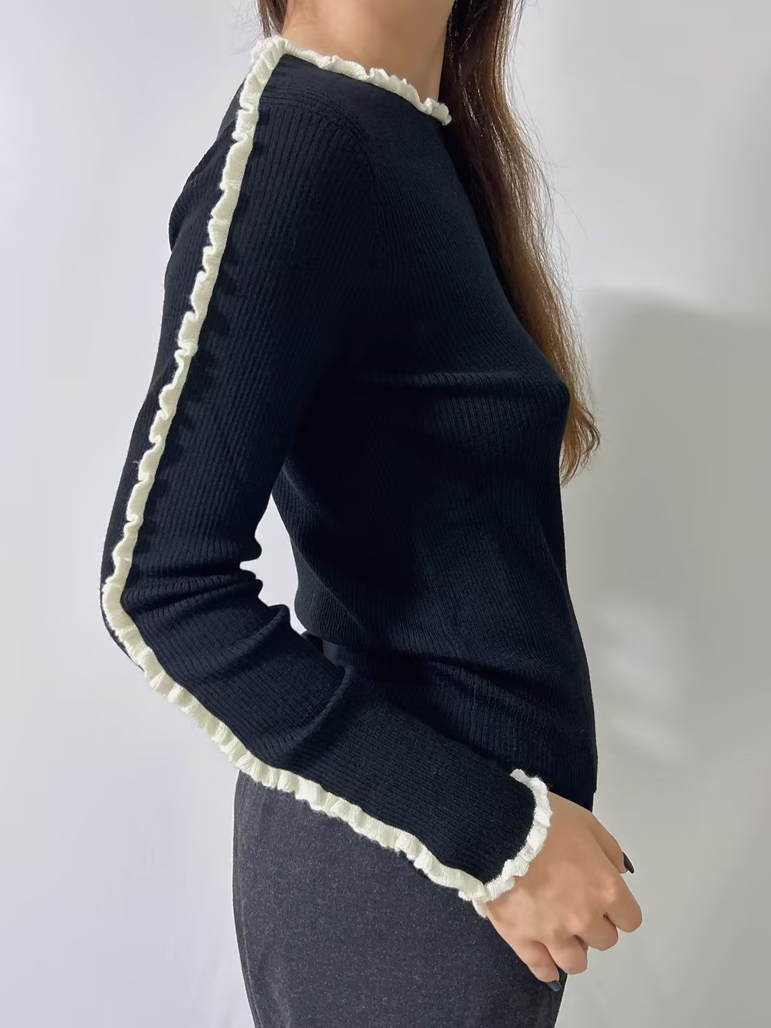 Black Wool Ribbed Rigolo Jumper