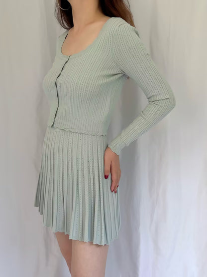 LSF Martti Stretch Pointelle Cardigan - Eau De Nil